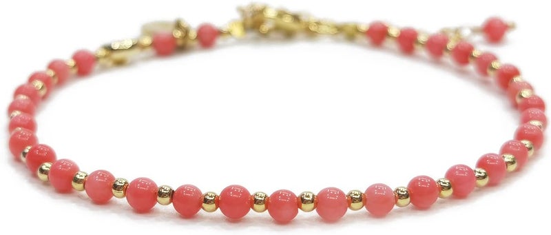 Morchic 3mm Tiny Beads Natural Gemstone Bracelet for Women, Adjustable 7.1" Energy Gem Charm Jewelry, Dainty Handmade Birthday Gift - Image 1